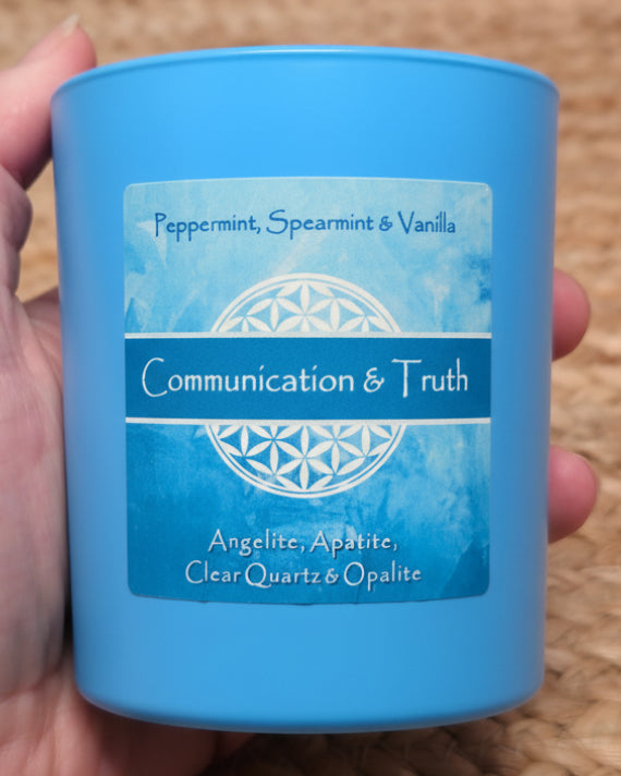 Communication and Truth Crystal Intention Candle