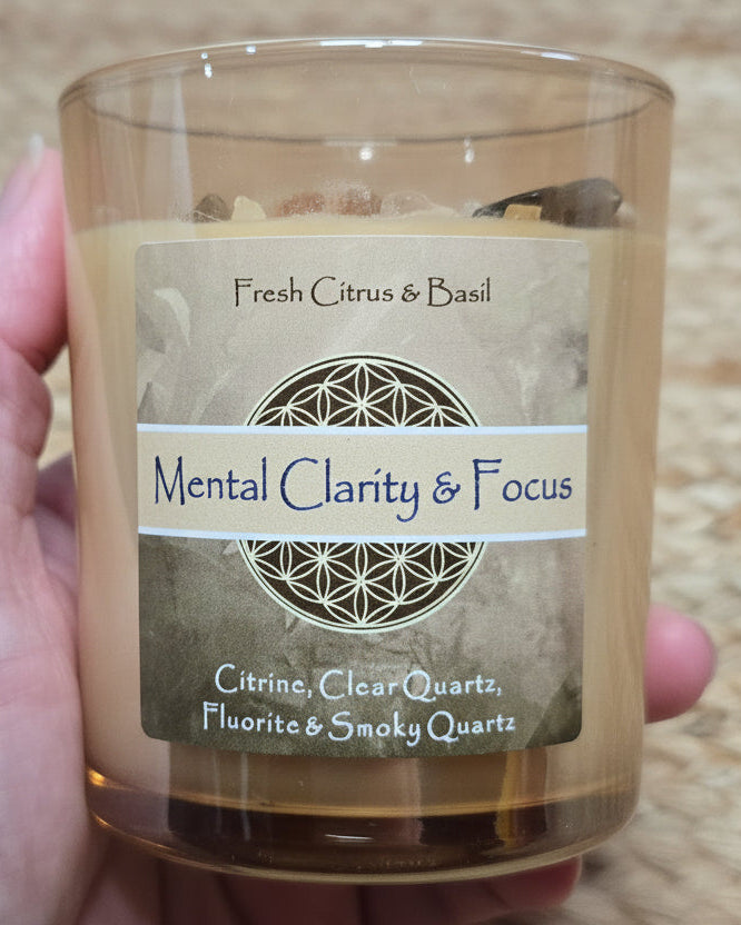 Mental Clarity & Focus Crystal Intention Candle