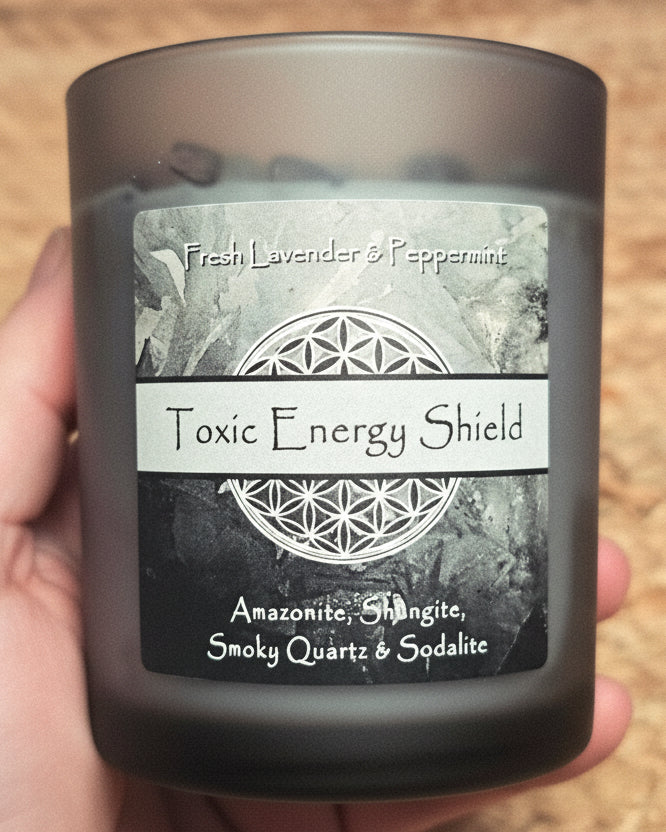 Toxic Energy Shield Crystal Intention Candle