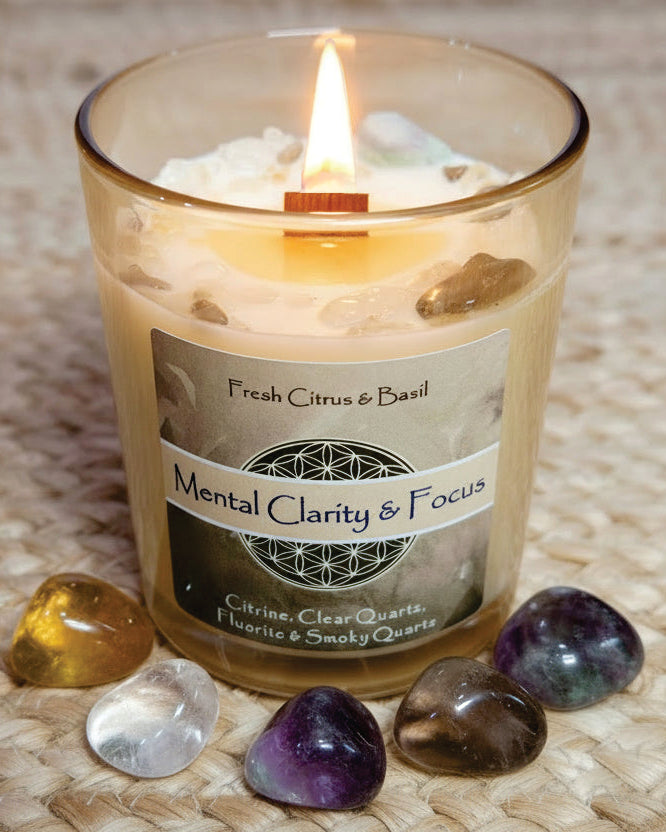 Mental Clarity & Focus Crystal Intention Candle