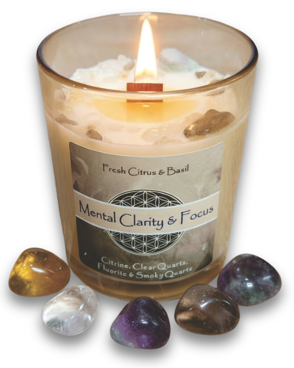 Mental Clarity & Focus Crystal Intention Candle
