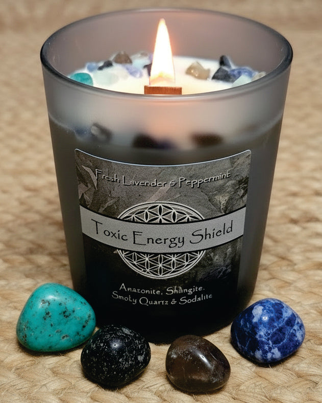 Toxic Energy Shield Crystal Intention Candle