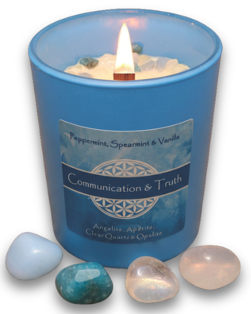 Communication and Truth Crystal Intention Candle