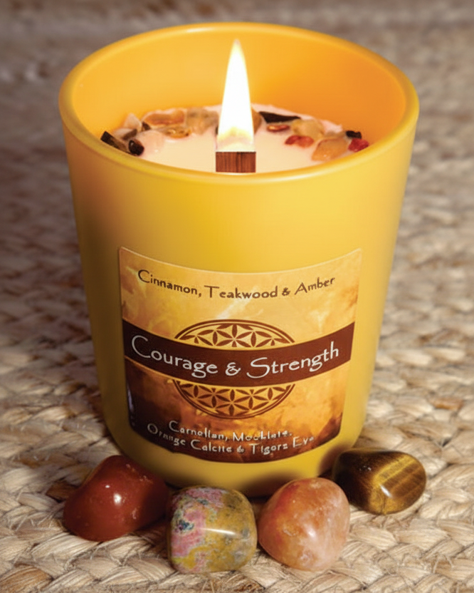 Courage and Strength Candle - Updated Crystals