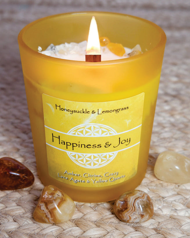 Happiness & Joy Crystal Intention Candle