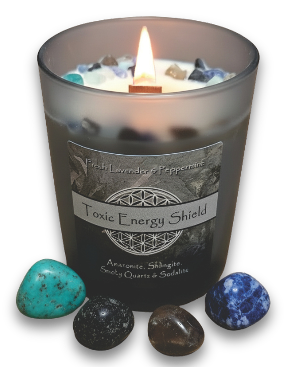 Toxic Energy Shield Crystal Intention Candle